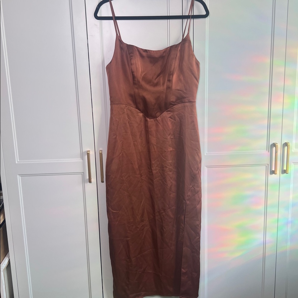 ASTR The Label Satin Corset Dress in Copper, NWT - Picture 4 of 7
